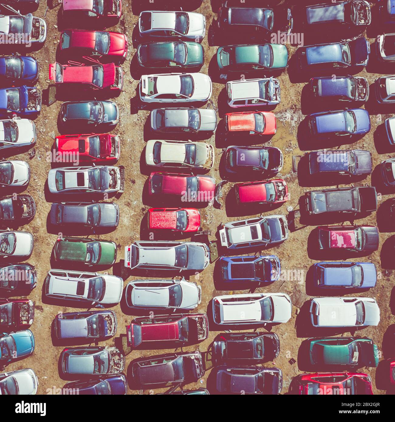 Aerial view auto junkyard in hi-res stock photography and images - Alamy