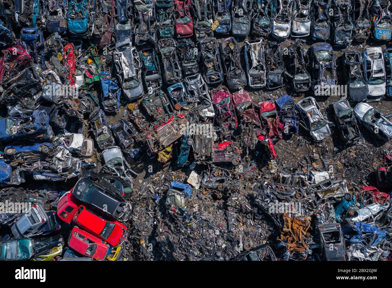 Aerial view auto junkyard in hi-res stock photography and images - Alamy