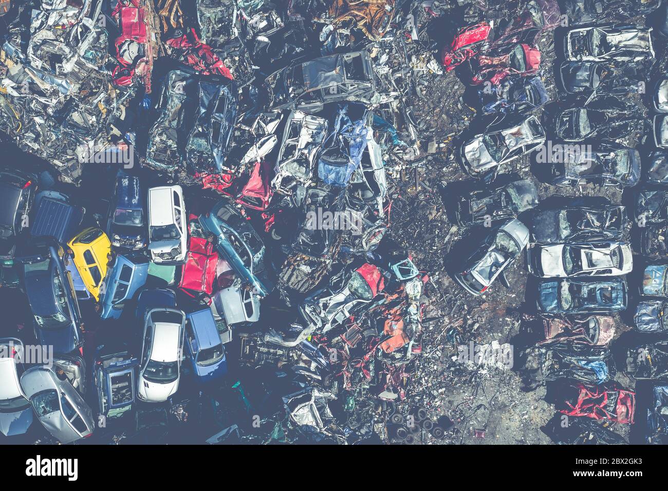 Aerial view auto junkyard in hi-res stock photography and images - Alamy