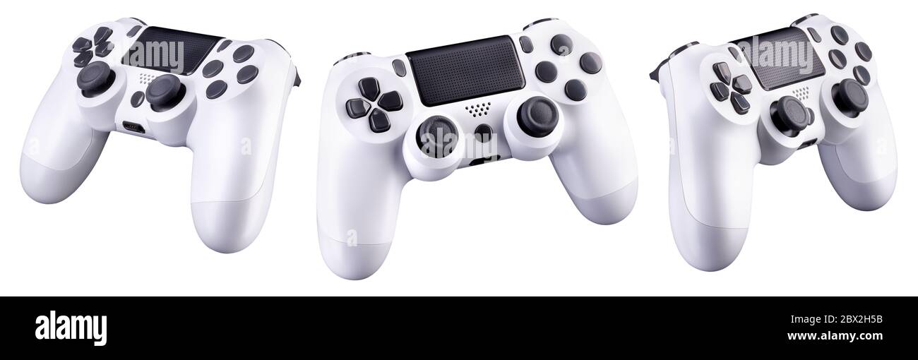 Set of white video game joysticks gamepad isolated on a white ...