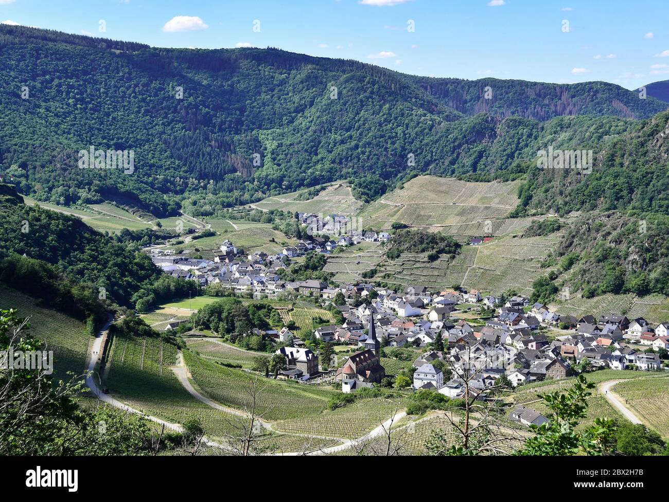 View of the beautiful wine village Mayschoß in summer Stock Photo - Alamy