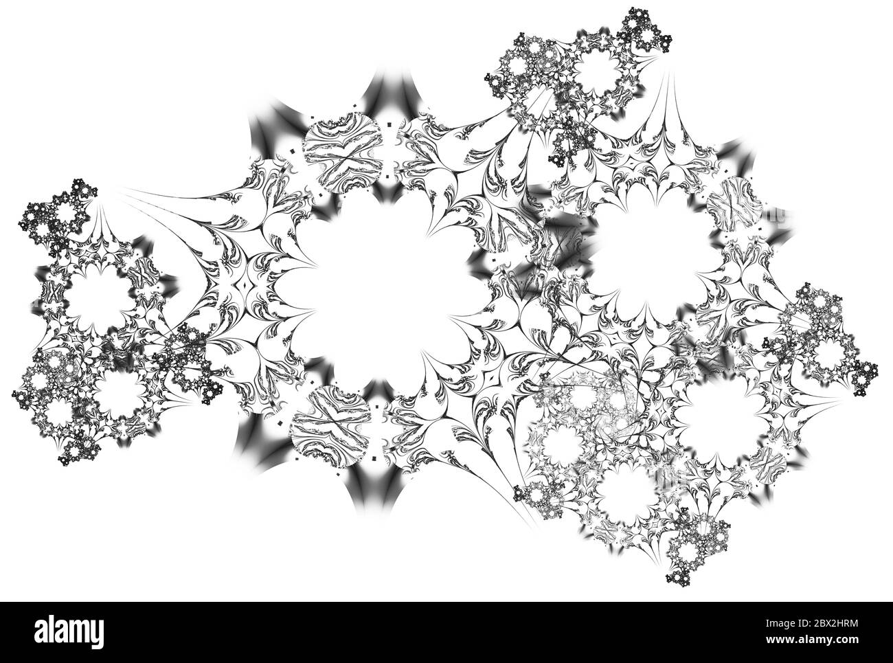 Monochrome abstract fractal illustration for creative design on white background Stock Photo