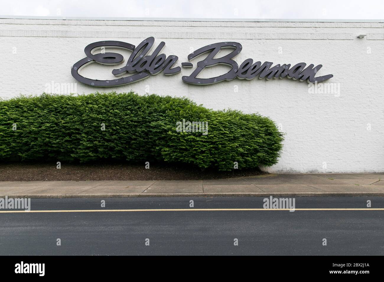 A logo sign outside of a closed Elder-Beerman retail store location in Bridgeport, West Virginia on May 29, 2020. Stock Photo