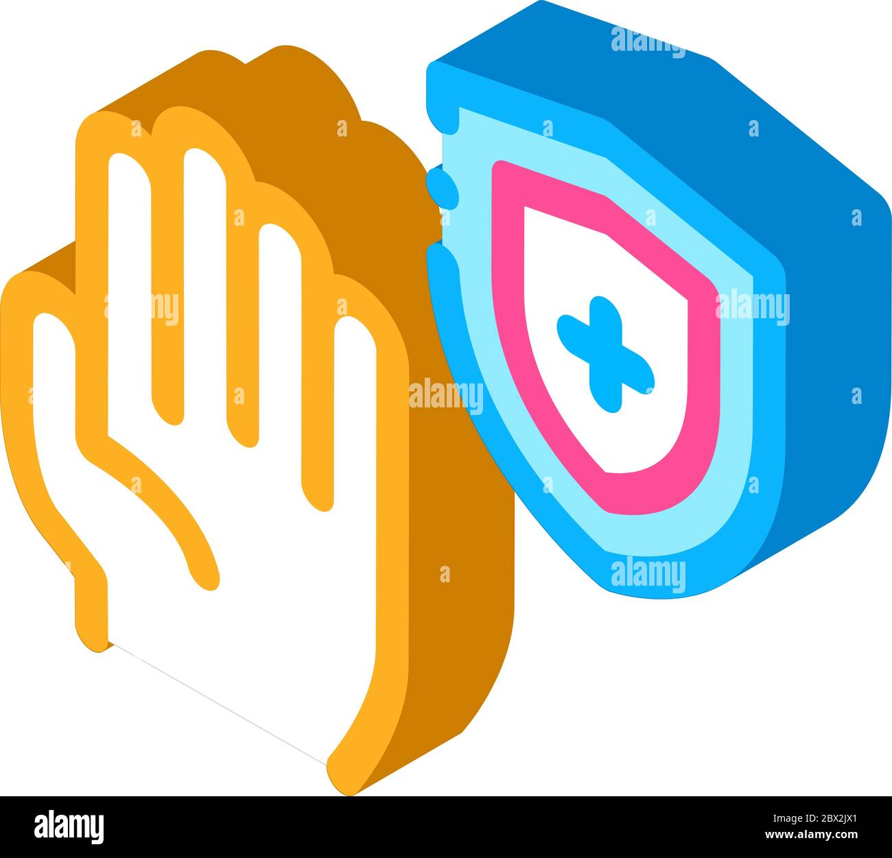 Hand Shield With Cross isometric icon vector illustration Stock Vector