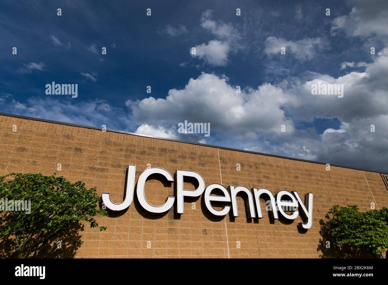 A logo sign outside of a JCPenney retail store location in Cumberland, Maryland on May 29, 2020. Stock Photo