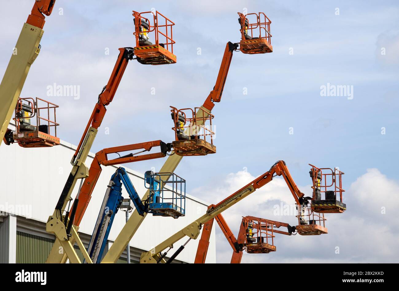 Mobile elevating work platforms Stock Photo