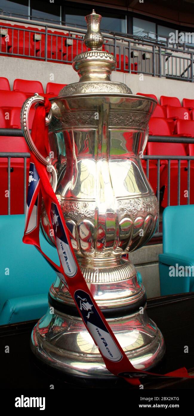 Football Association Cup (FA Cup) on display at Wembley Stadium London England UK Stock Photo