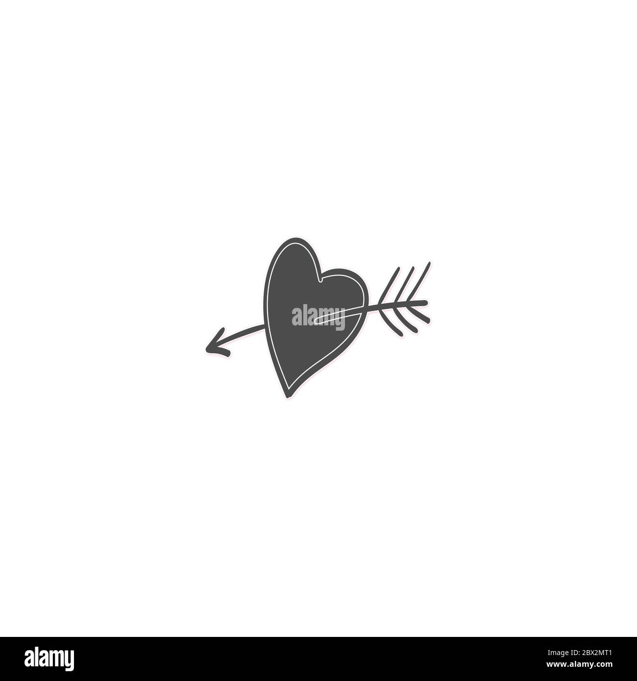 Heart with an arrow - doodle hand drawn vector illustration Stock ...