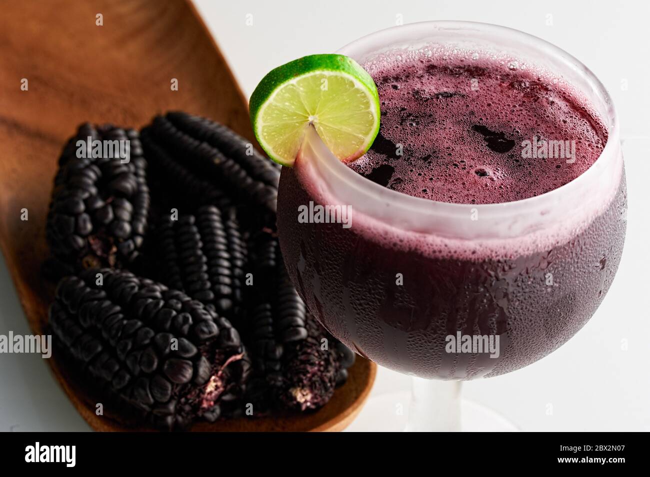 Chicha Morada: is a beverage originated in the Andean regions of Perú but is actually consumed at a national level. Stock Photo