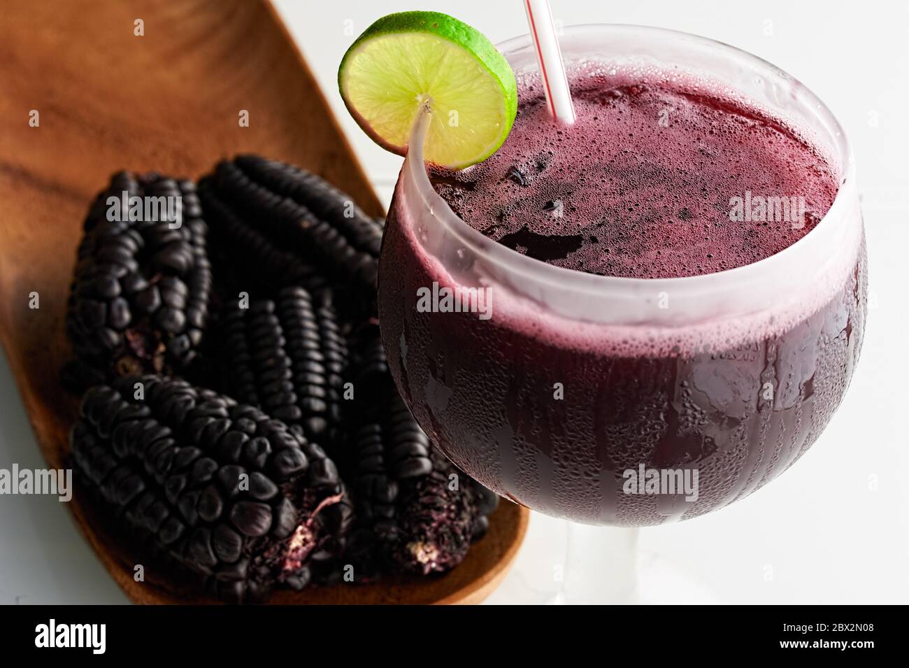 Chicha Morada: is a beverage originated in the Andean regions of Perú but is actually consumed at a national level. Stock Photo
