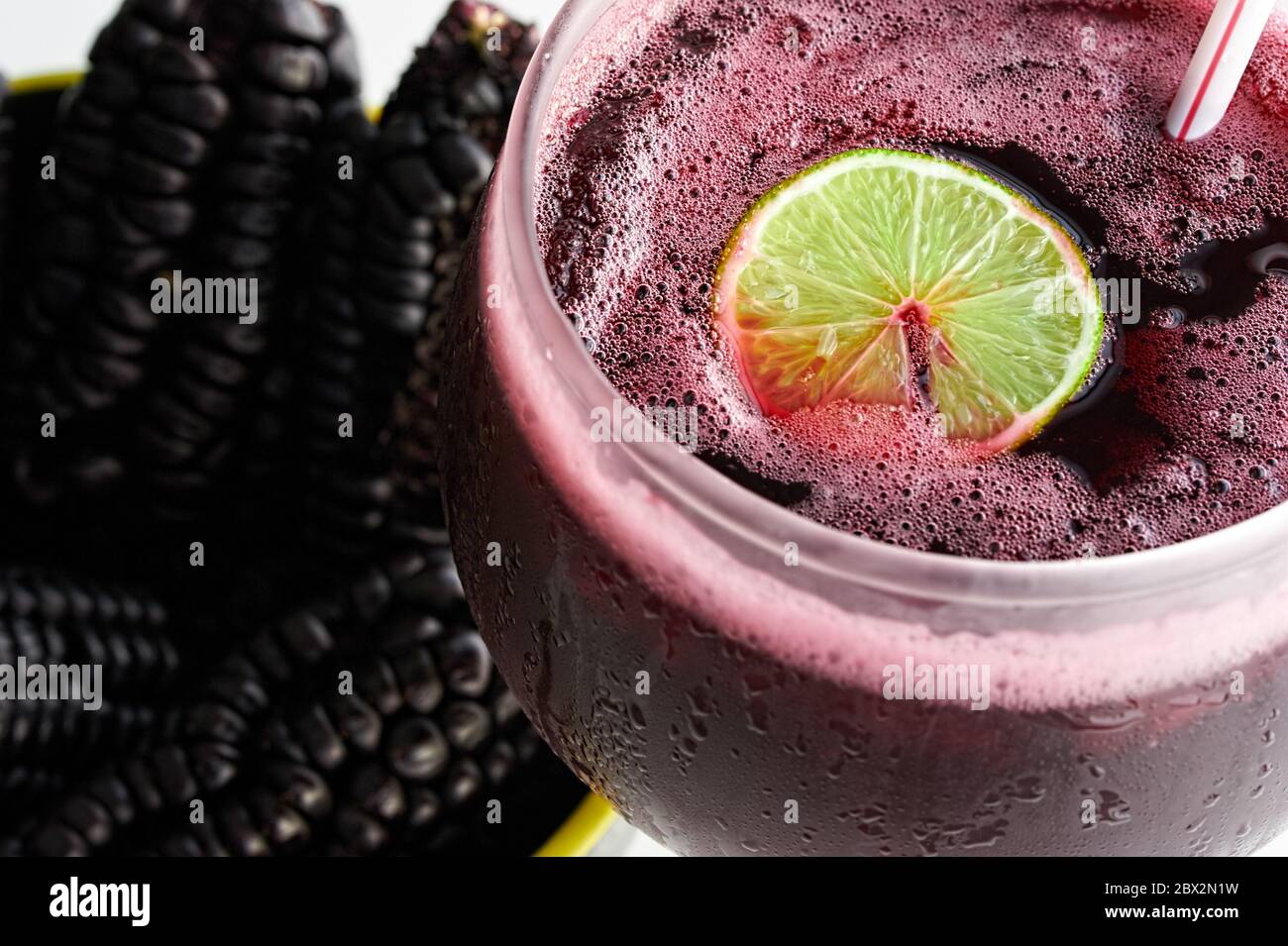 Chicha Morada: is a beverage originated in the Andean regions of Perú but is actually consumed at a national level. Stock Photo