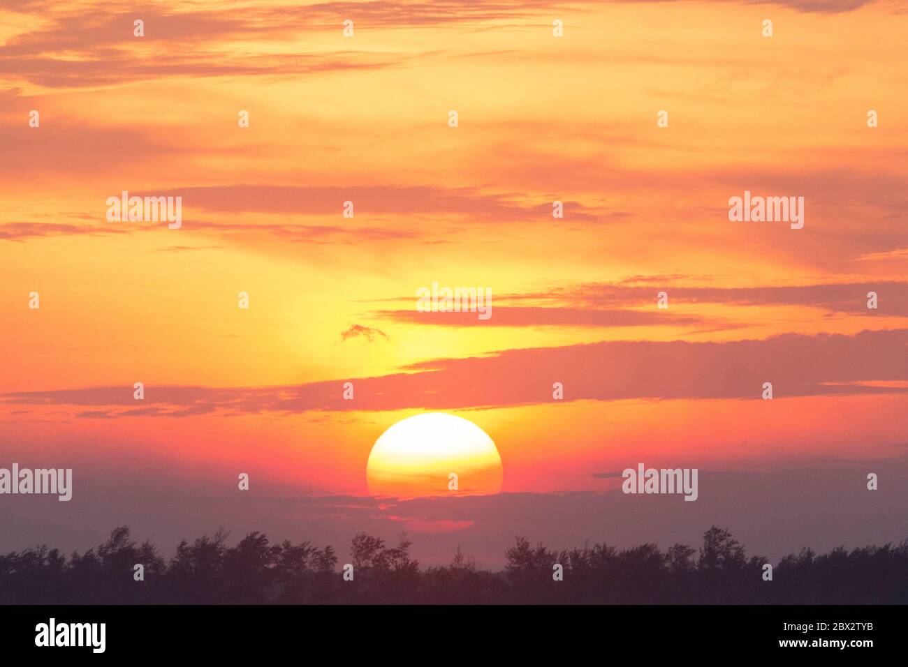 Indonesia, Borneo, Kalimantan, Sunset over the Java Sea Stock Photo