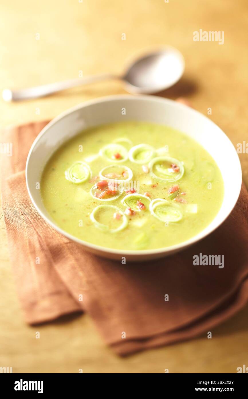 Potato leek soup Stock Photo - Alamy