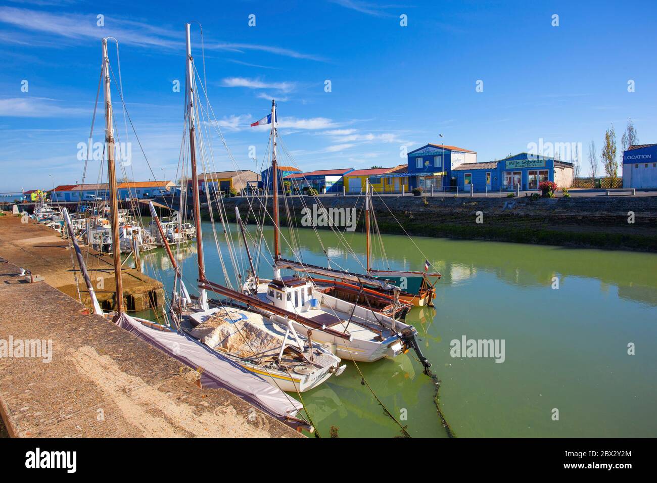 TABLEAU MODERNE GRANDE marine bateaux au port drapeau mouillage Océan