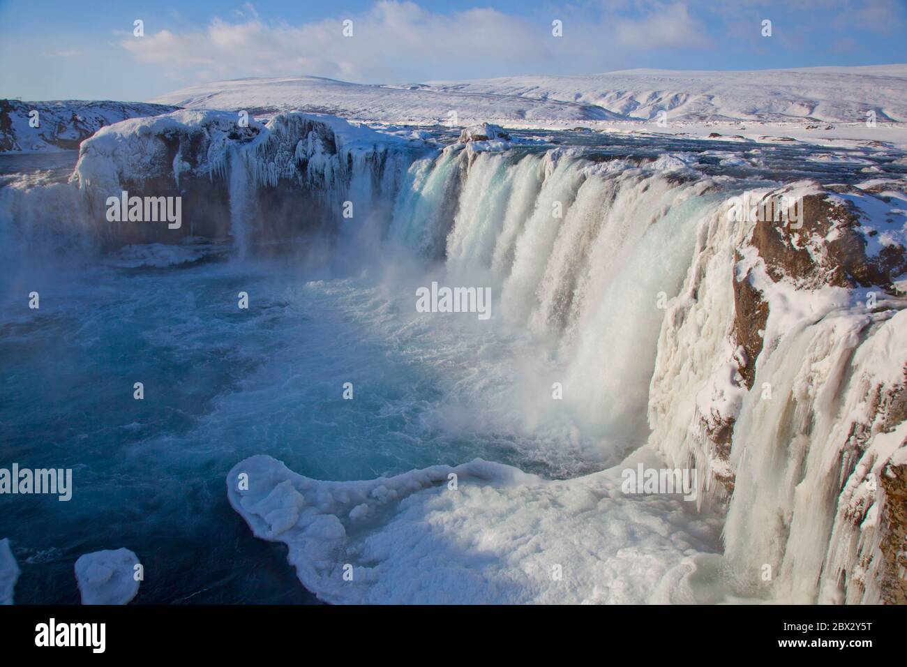 Iceland, Jokulsargljufur national park, Dettifoss waterfall in winter (the largest in Europe) Stock Photo