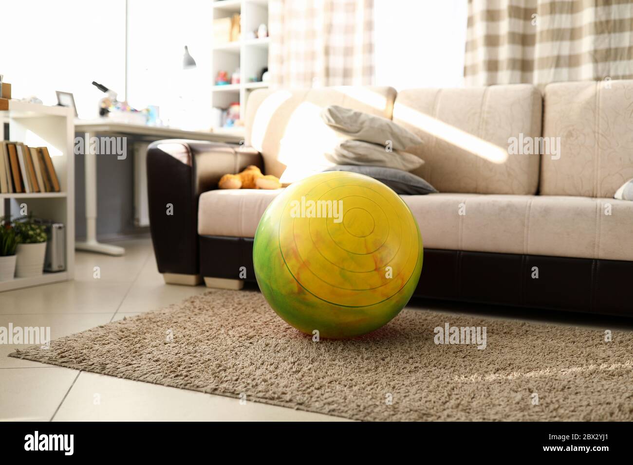 Stack of pillows on sofa Stock Photo