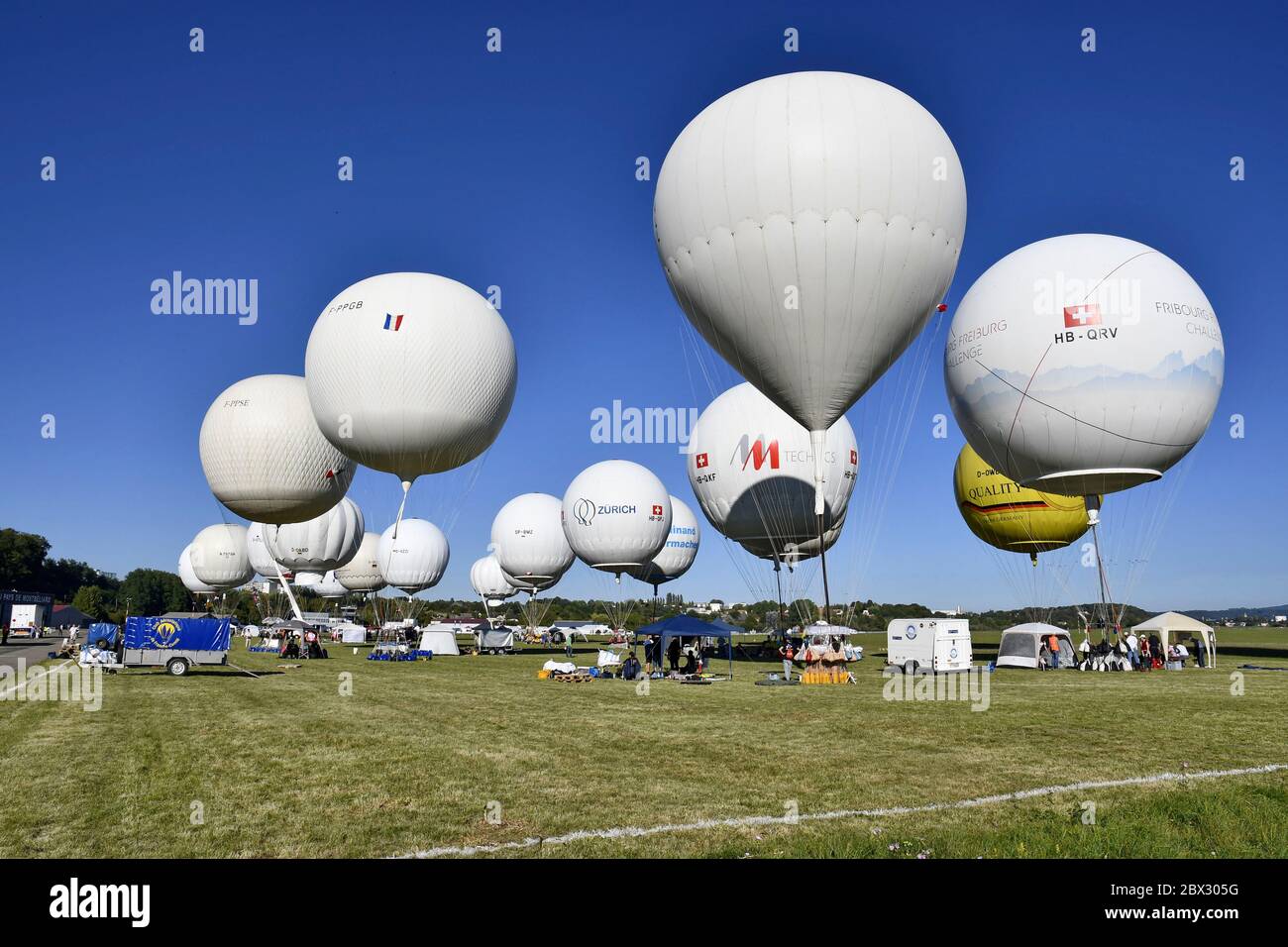 France, Doubs, Montbéliard, departure of the Gordon Bennett aviation cup, gas balloon Stock Photo