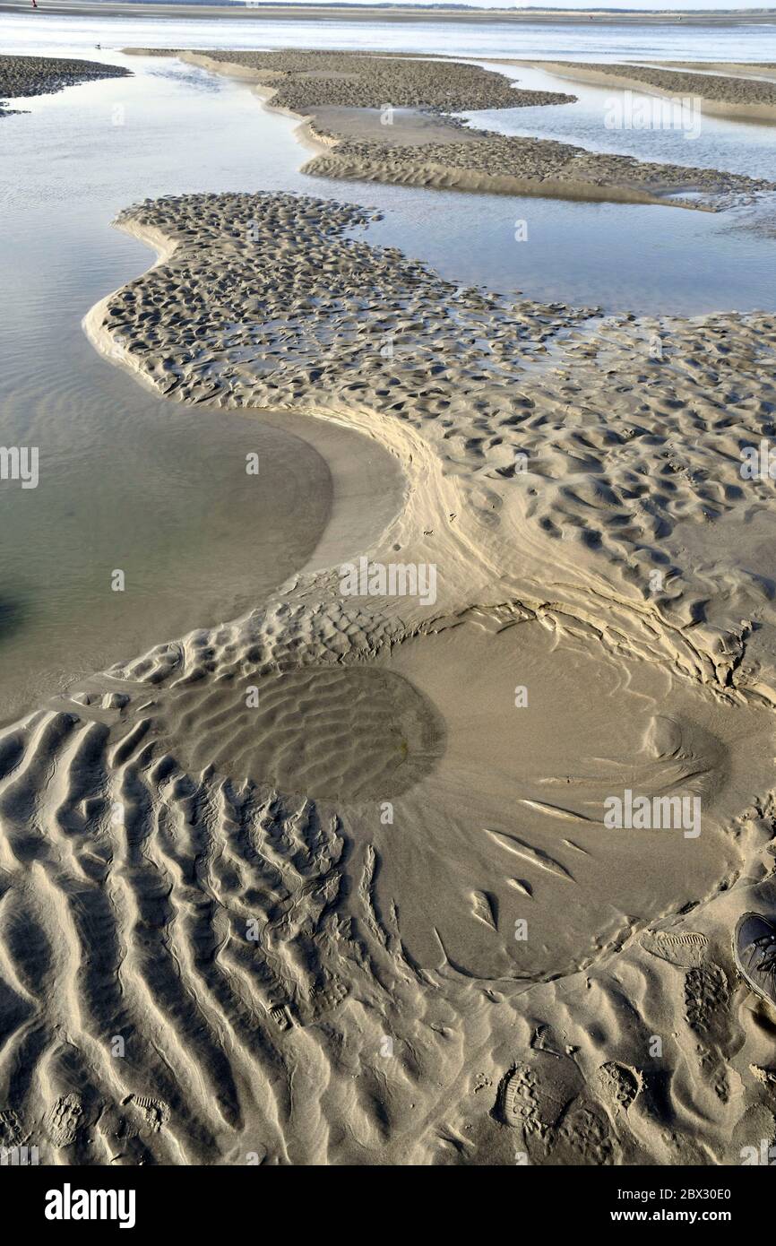 rancid, Somme, Bay, low tide, sand, water, graphics Stock Photo