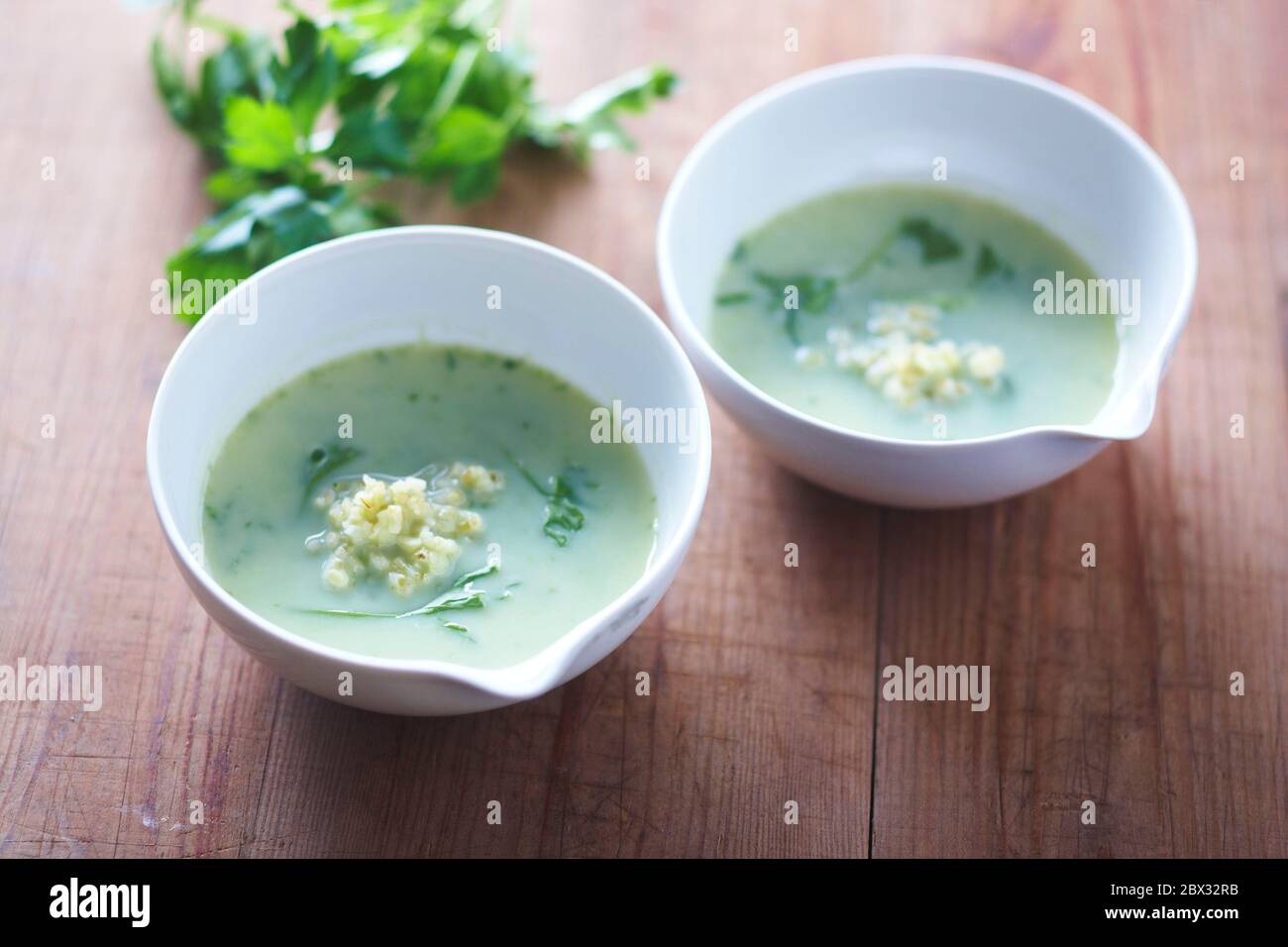 Parsley cold bulgur soup Stock Photo