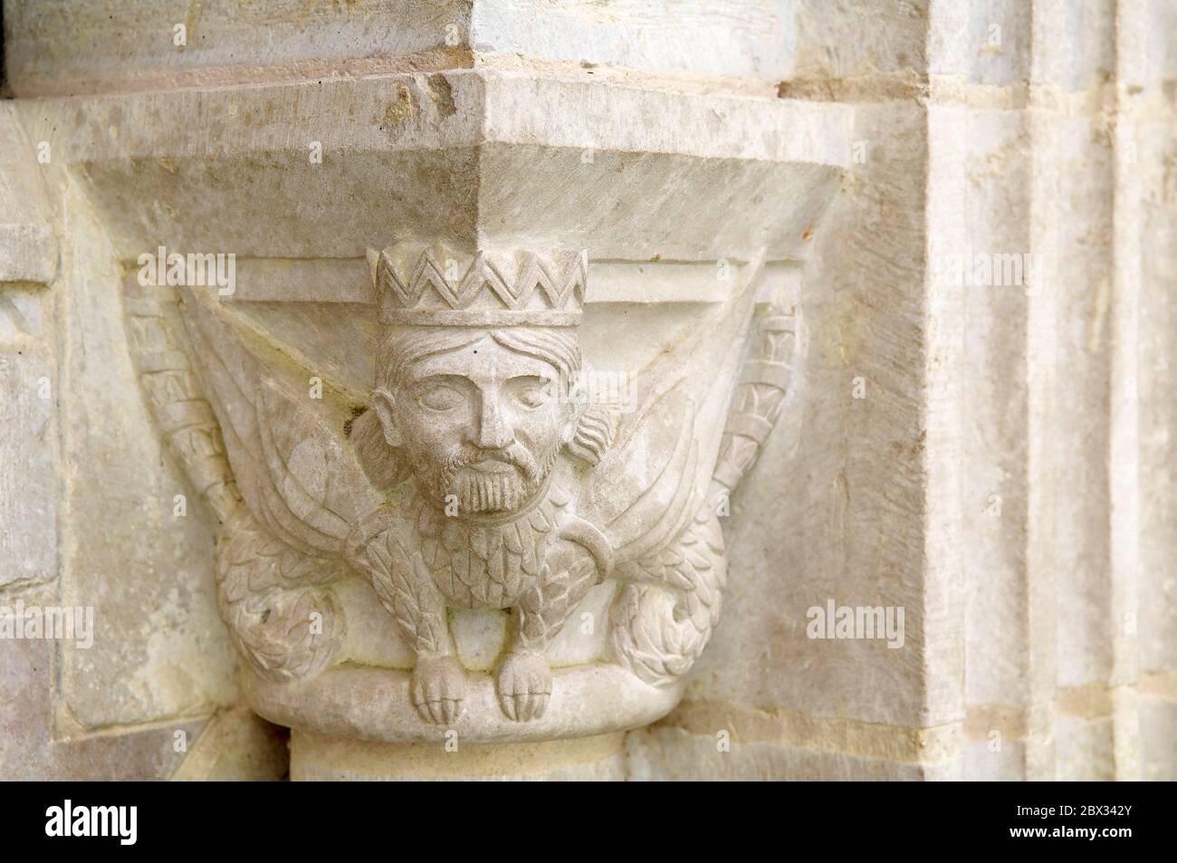 France, Haute-Savoie, Annecy, castle of Menthon, sculpture of capital ...