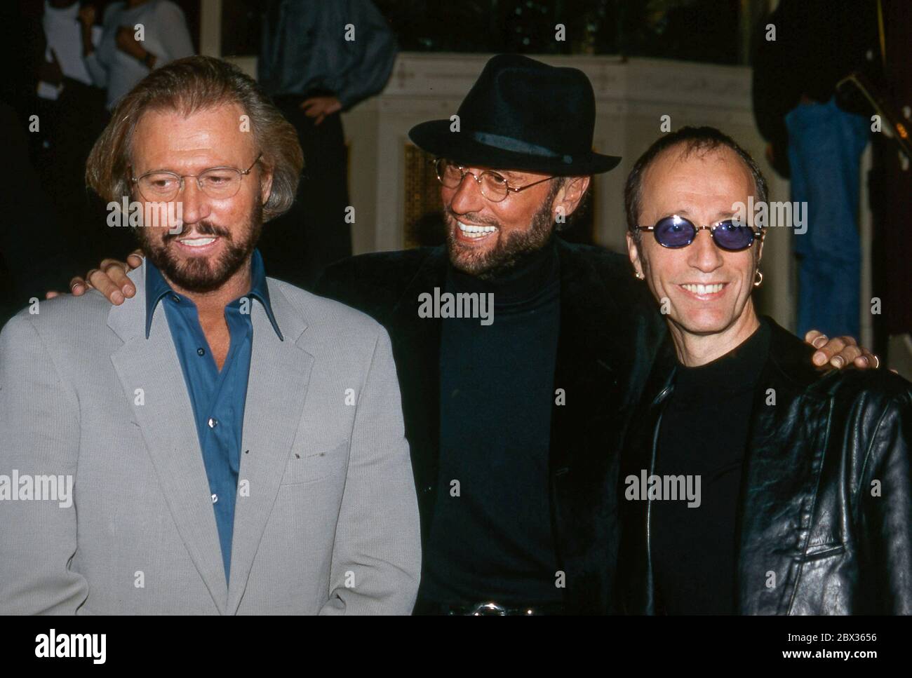 The Bee Gees promoting Saturday Night Fever DVD in London 1983 Stock Photo