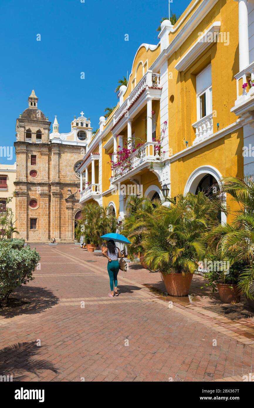 https www alamy com colombia bolivar department cartagena de indias historical center listed as world heritage by unesco centro district san pedro claver church in the background image360259196 html