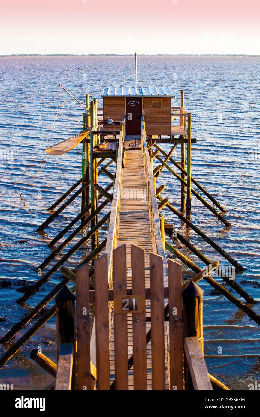 France, CharenteMaritime (17), PortdesBarques, cabane sur pilotis