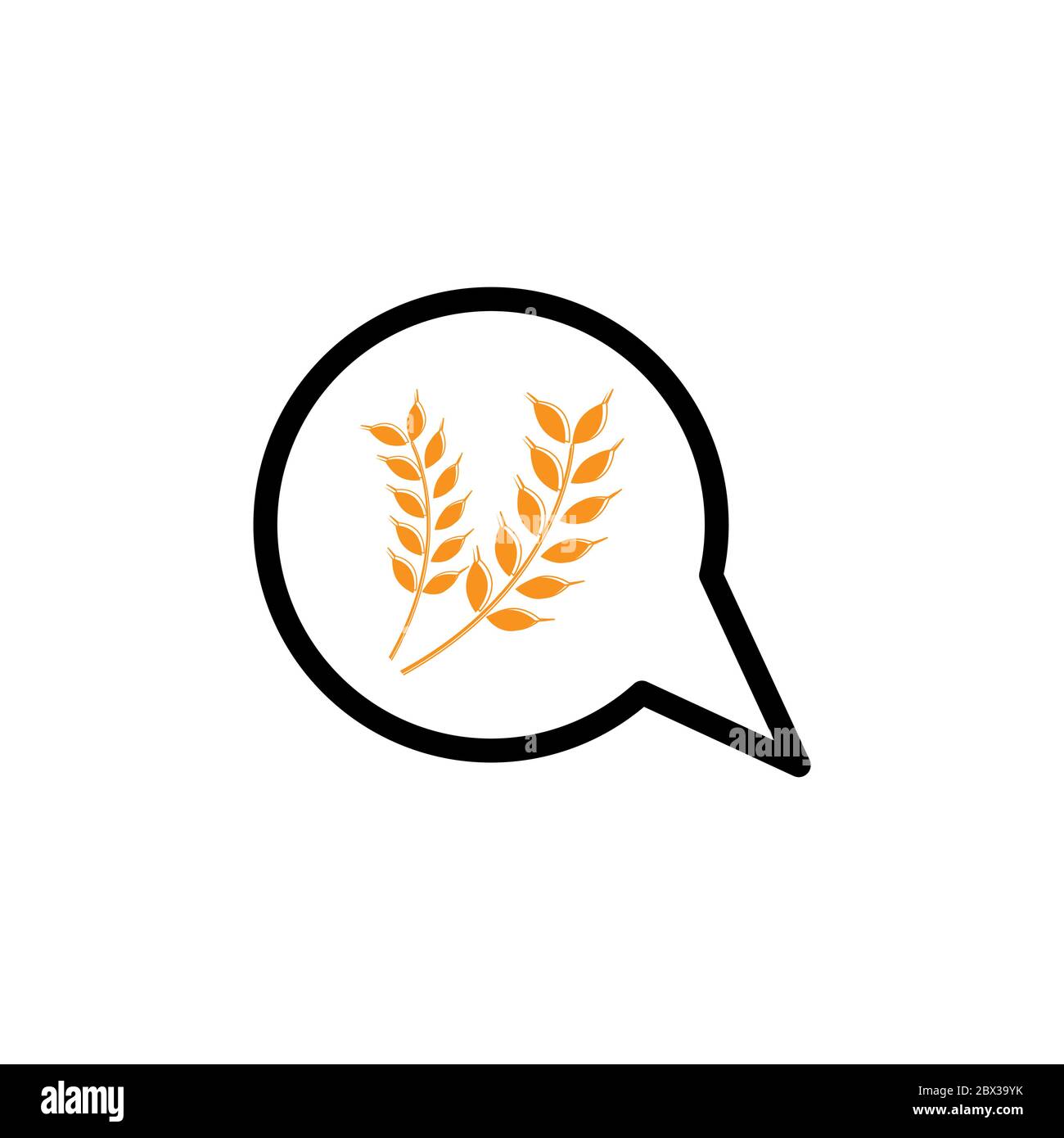 bubble chat wheat vector design template illustration Stock Vector