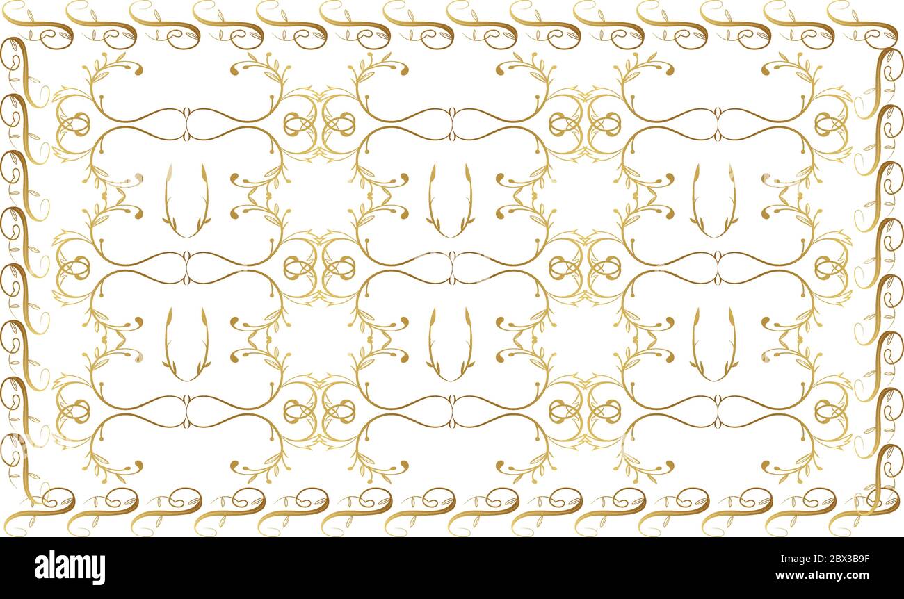 digital textile design on golden art Stock Vector