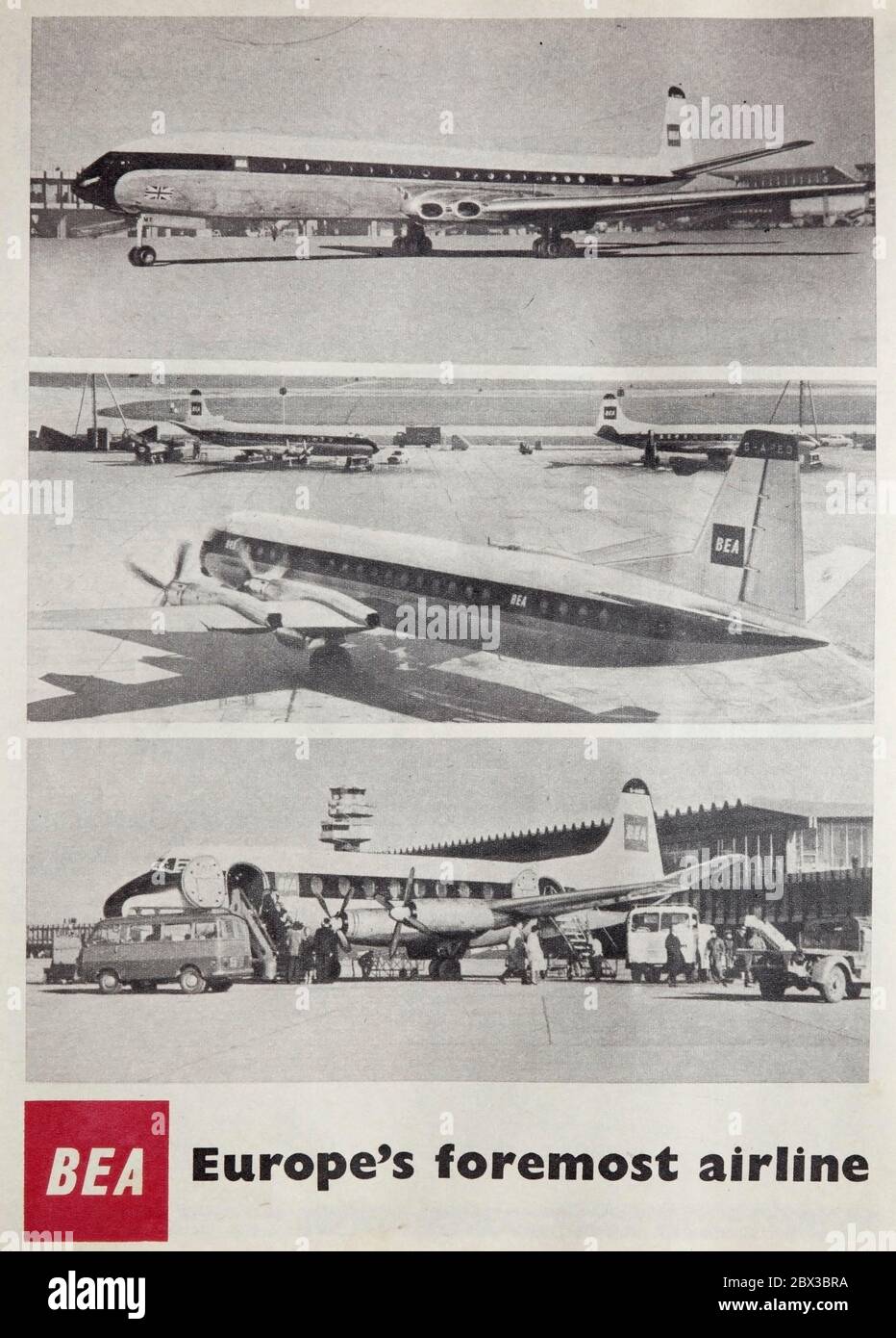 Vintage advertisement for BEA (British European Airways). Stock Photo