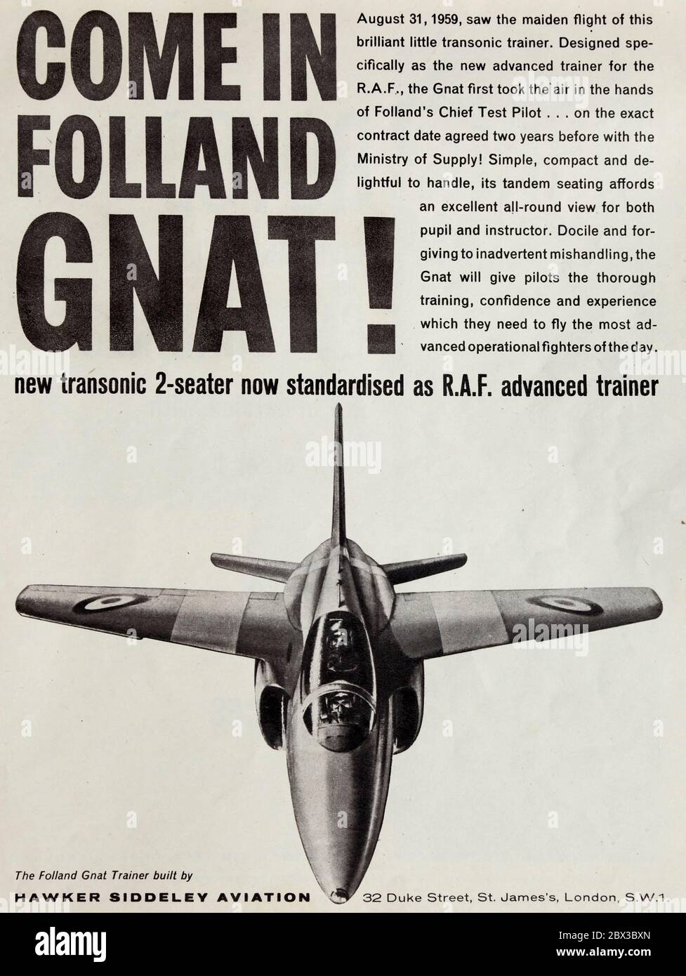 1 X HAWKER SIDDELEY FOLLAND GNAT RAF 100 YEARS PHOTOGRAPH 1
