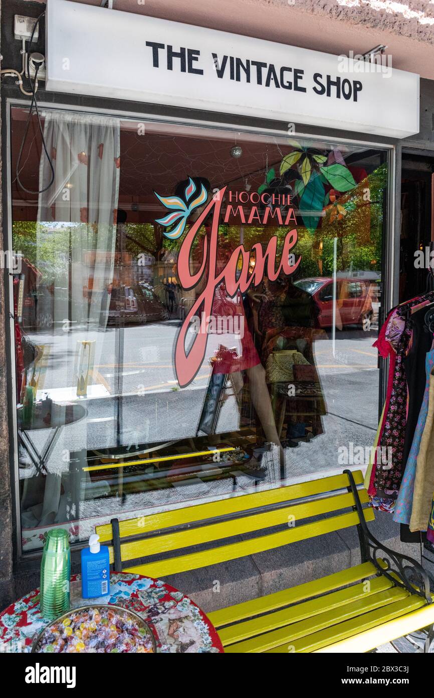 Hoochie Mama Jane, vintage and second hand store, in Kallio district of Helsinki, Finland Stock Photo