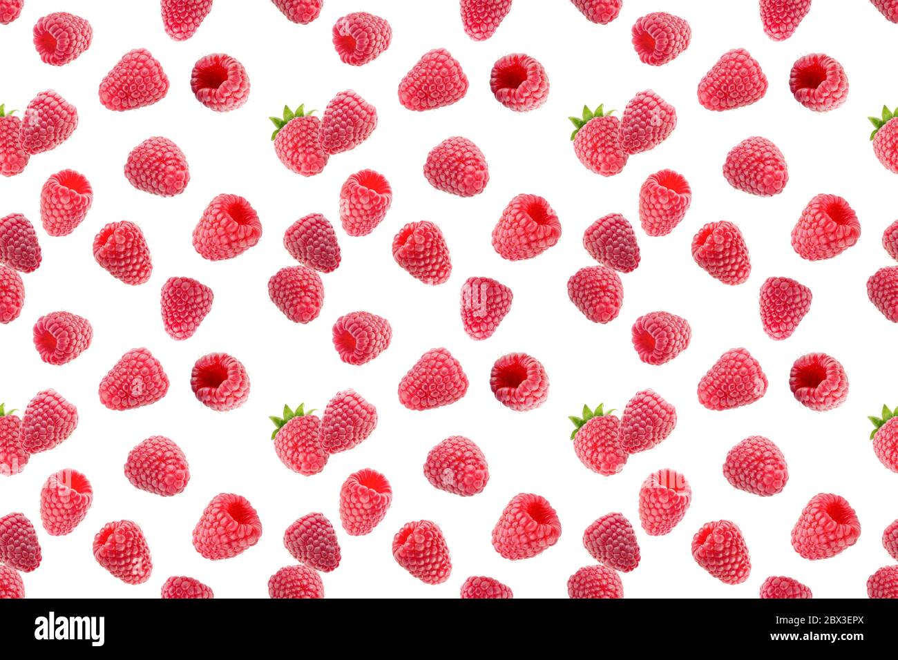 seamless pattern with raspberries on a white background. Stock Photo