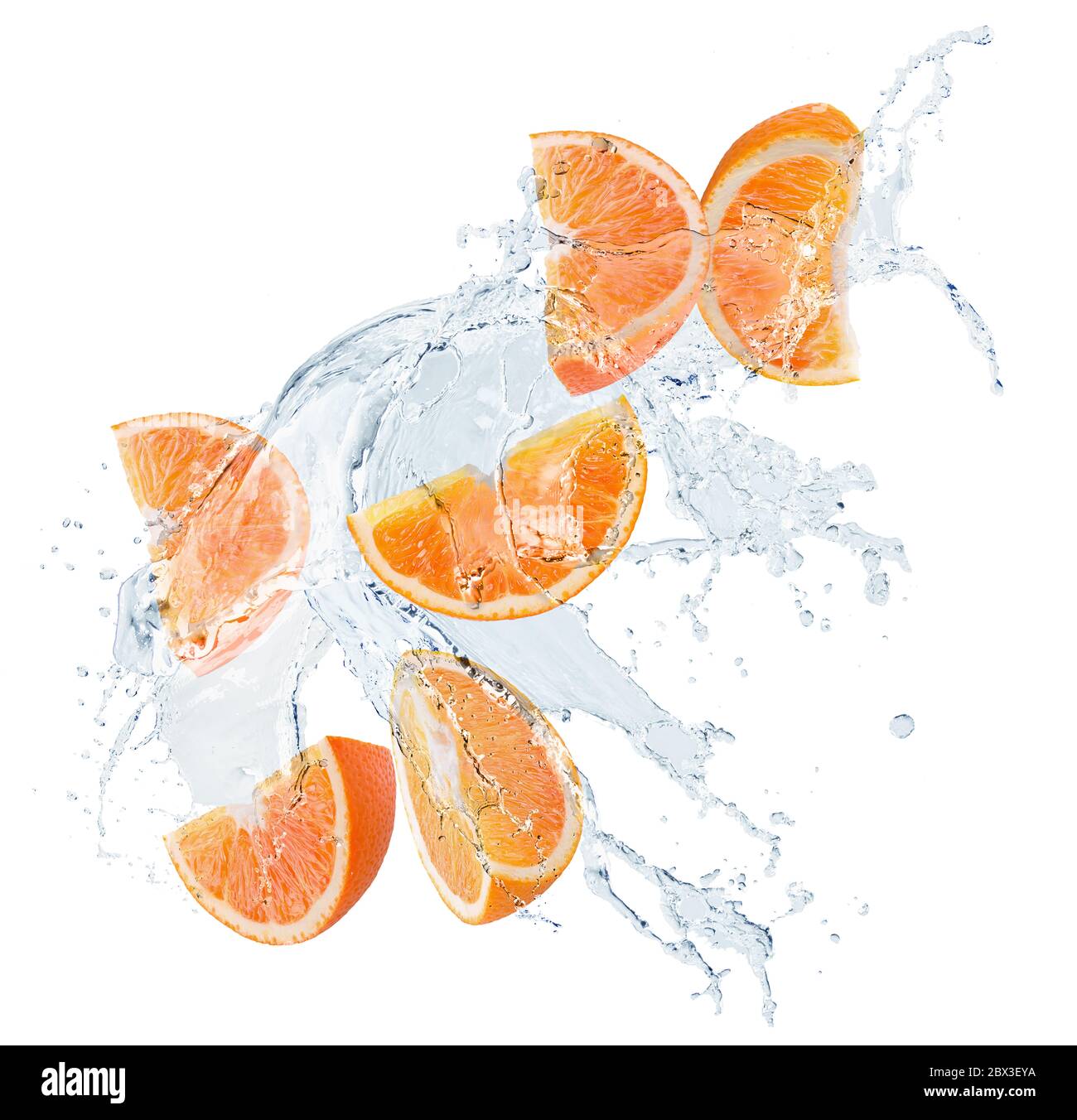 orange slices in water splash isolated on a white background Stock ...