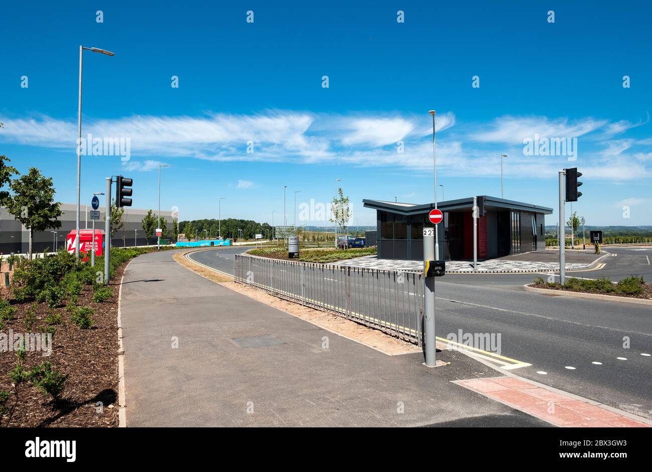 New road layout at a business park Stock Photo