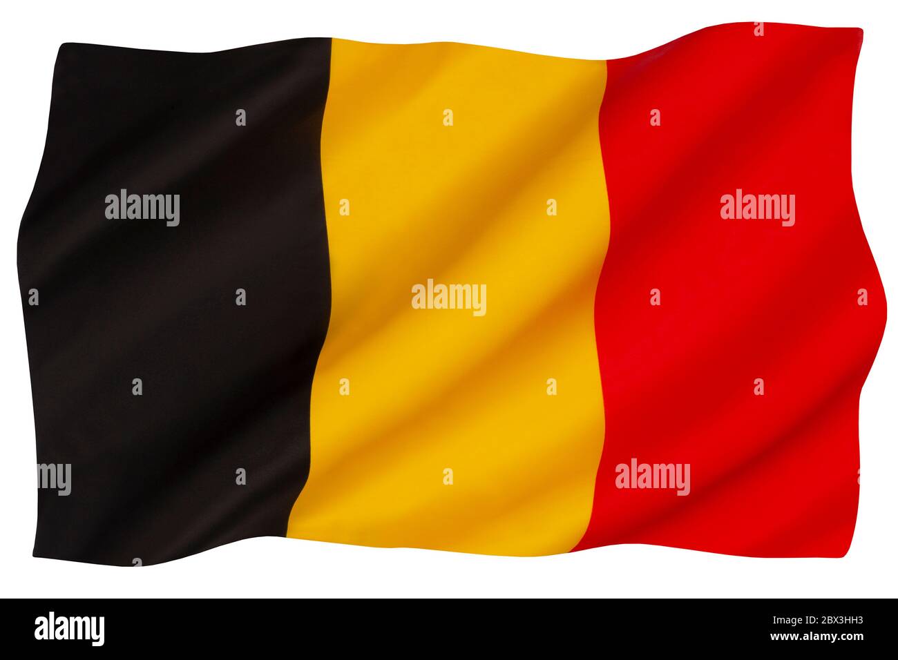 The national flag of the Kingdom of Belgium Stock Photo
