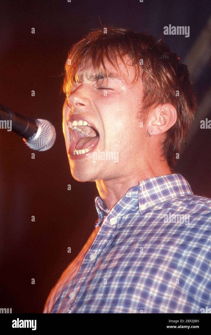 Damon Albarn of Blur on stage 1994 Stock Photo