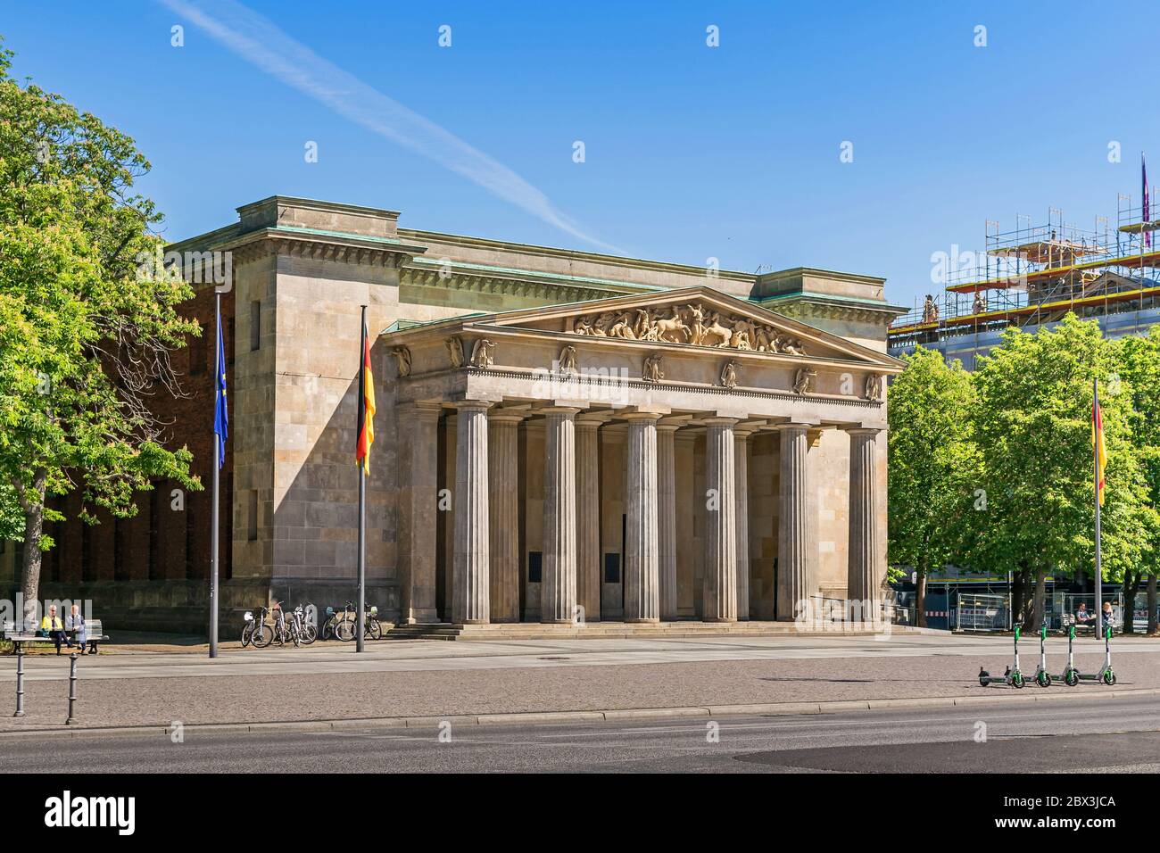 Berlin, Germany -  May 29, 2020: Neoclassical portal of the Neue Wache (New Guardhouse), a war memorial  on the north side of the Unter den Linden bou Stock Photo