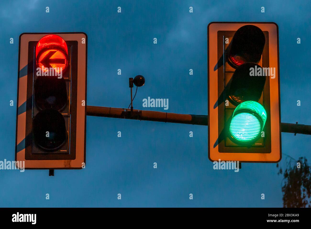 Surveillance camera and Red and green Traffic Lights in Grevenbroich,  Germany Stock Photo - Alamy