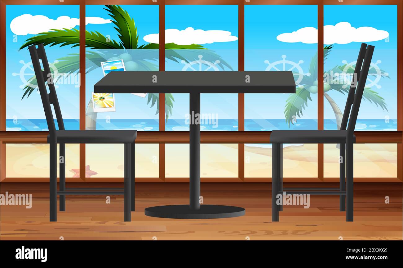 mock up illustration of couple table in a restaurant Stock Vector