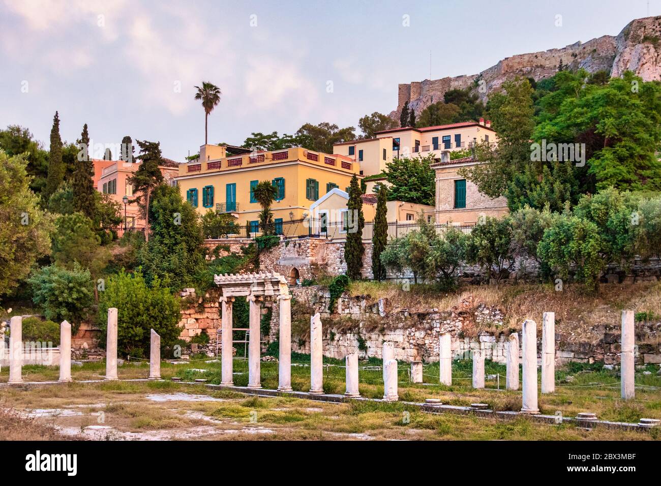 The Roman Agora at sunset in Athens, Greece Stock Photo