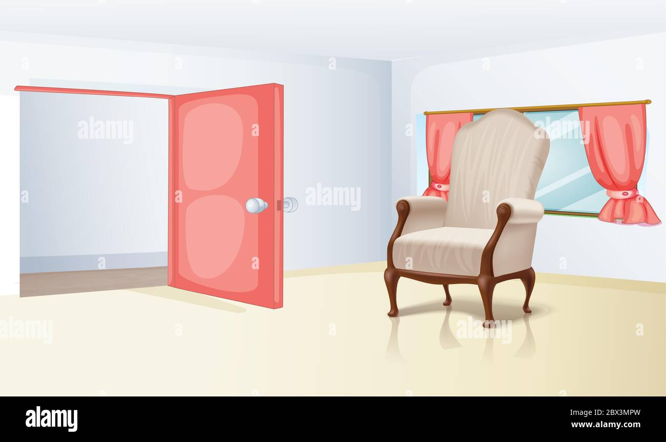 mock up illustration of realistic big chair in a room Stock Vector