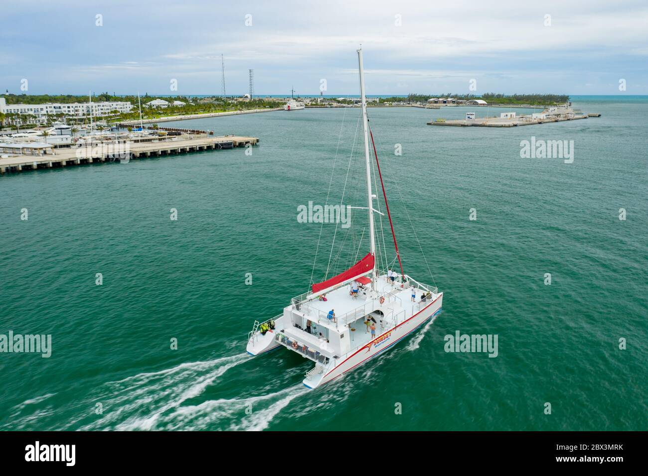 Diving charter catamaran Key West Florida USA aerial photo Stock Photo
