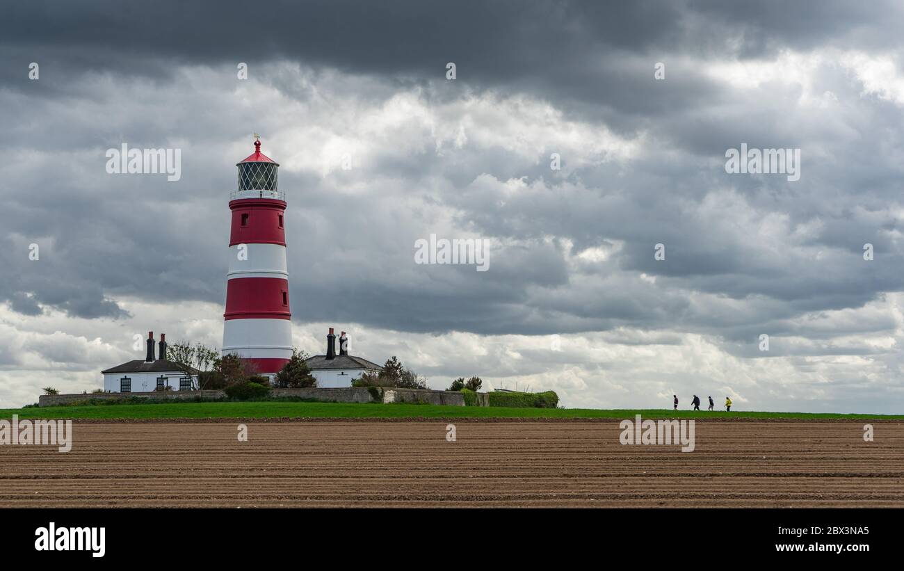 Happisburgh Lighthouse, Norfolk Coast, England. Stock Photo
