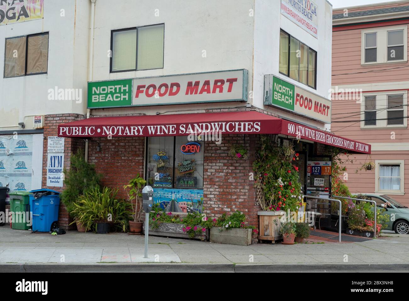 North Beach Food Mart during an outbreak of the COVID-19 coronavirus, San Francisco, California, April 8, 2020. () Stock Photo