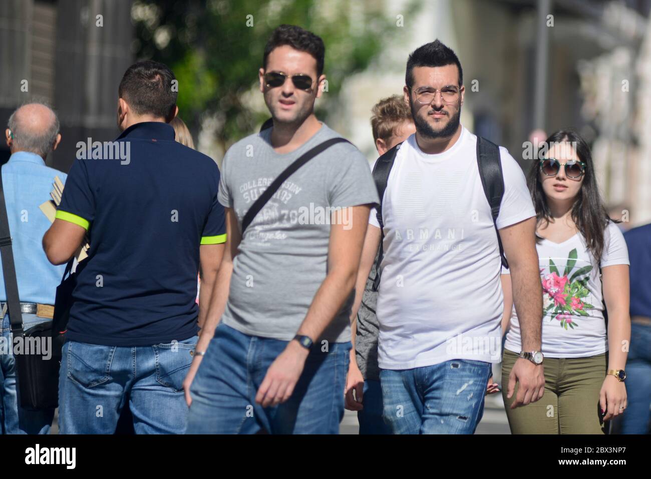 Italian men in Via Sparano da Bari. Bari, Italy Stock Photo