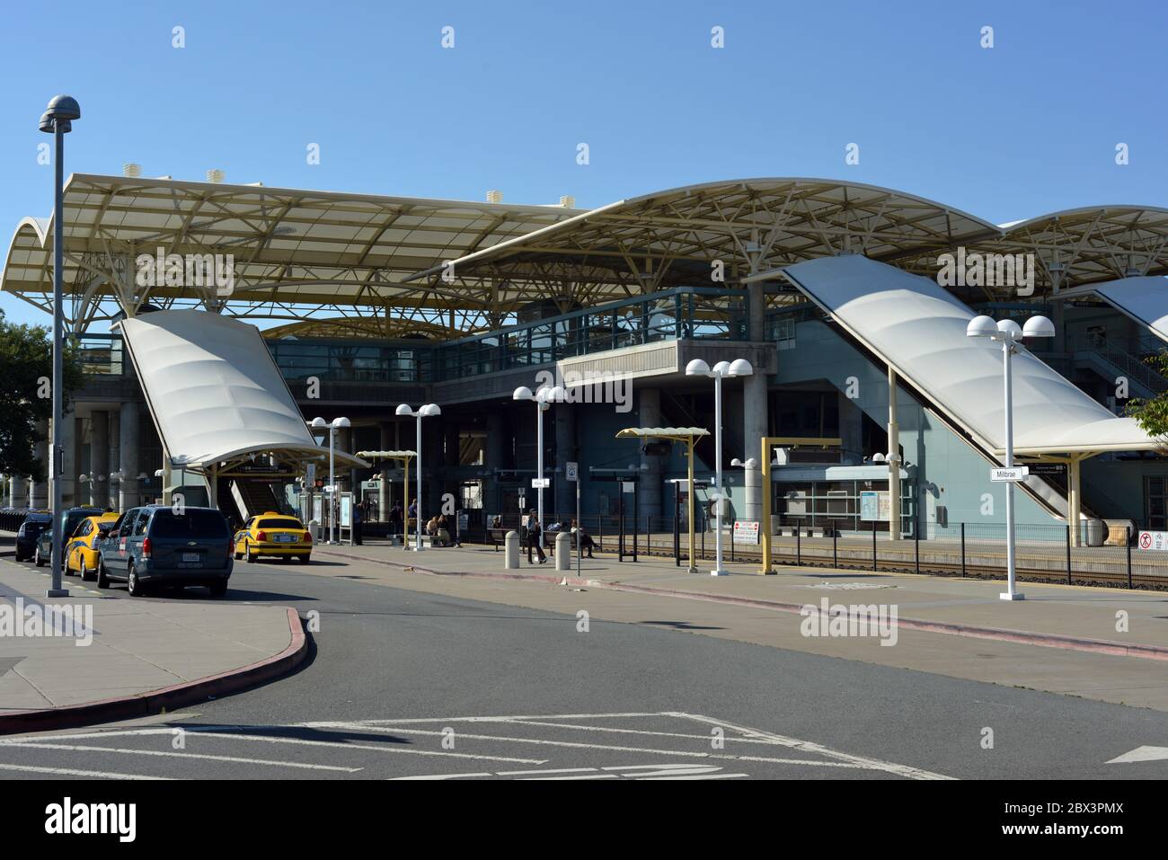 The Millbrae BART and Caltrain interchange station on a day in June ...