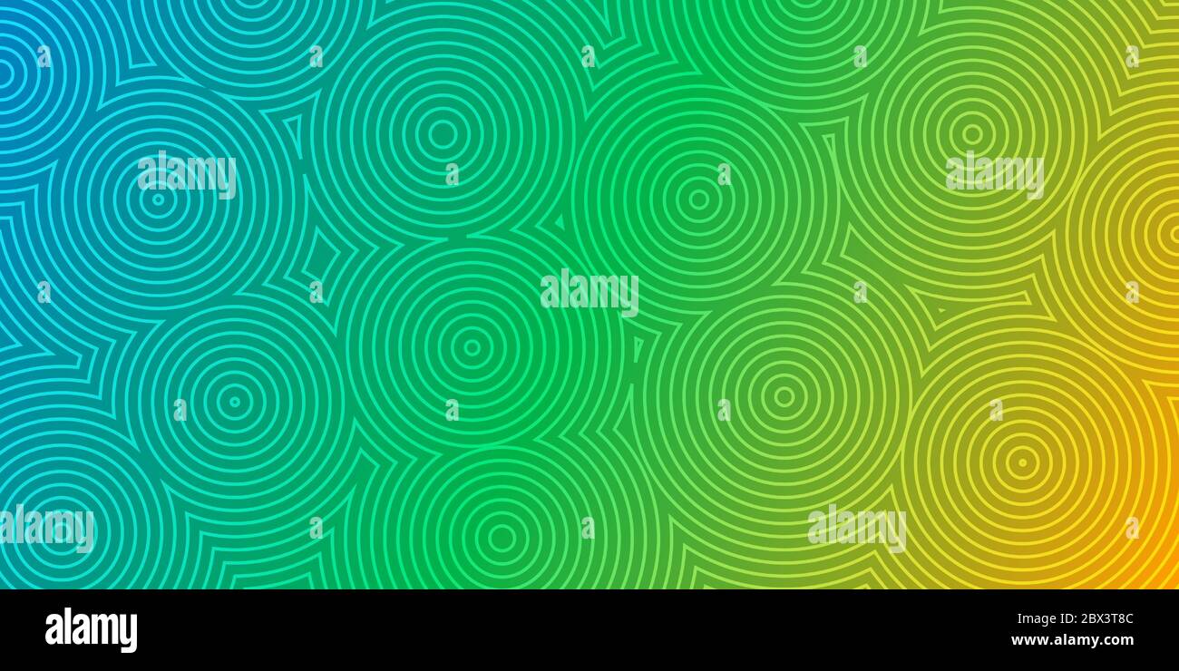 Abstract background of concentric circles in green and yellow colors ...