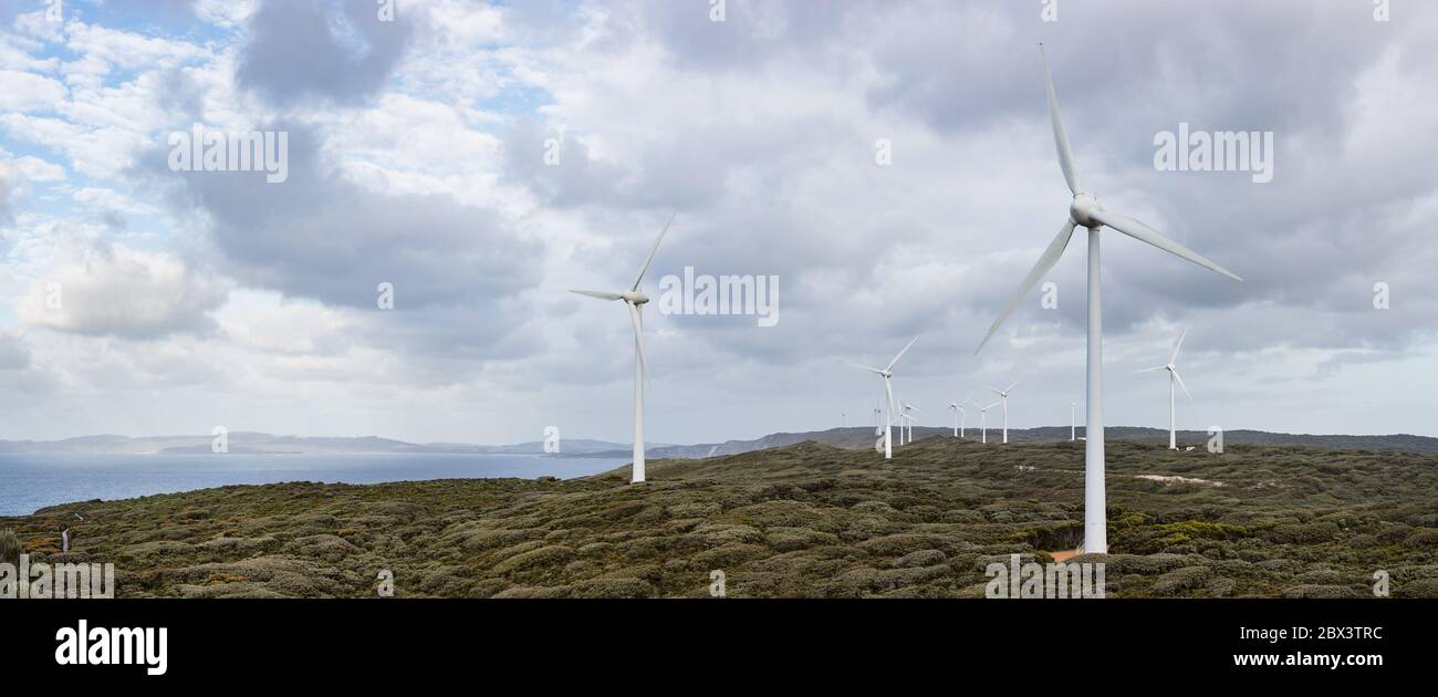 View of the wind turbines at Albany wind farm on an overcast day Stock Photo