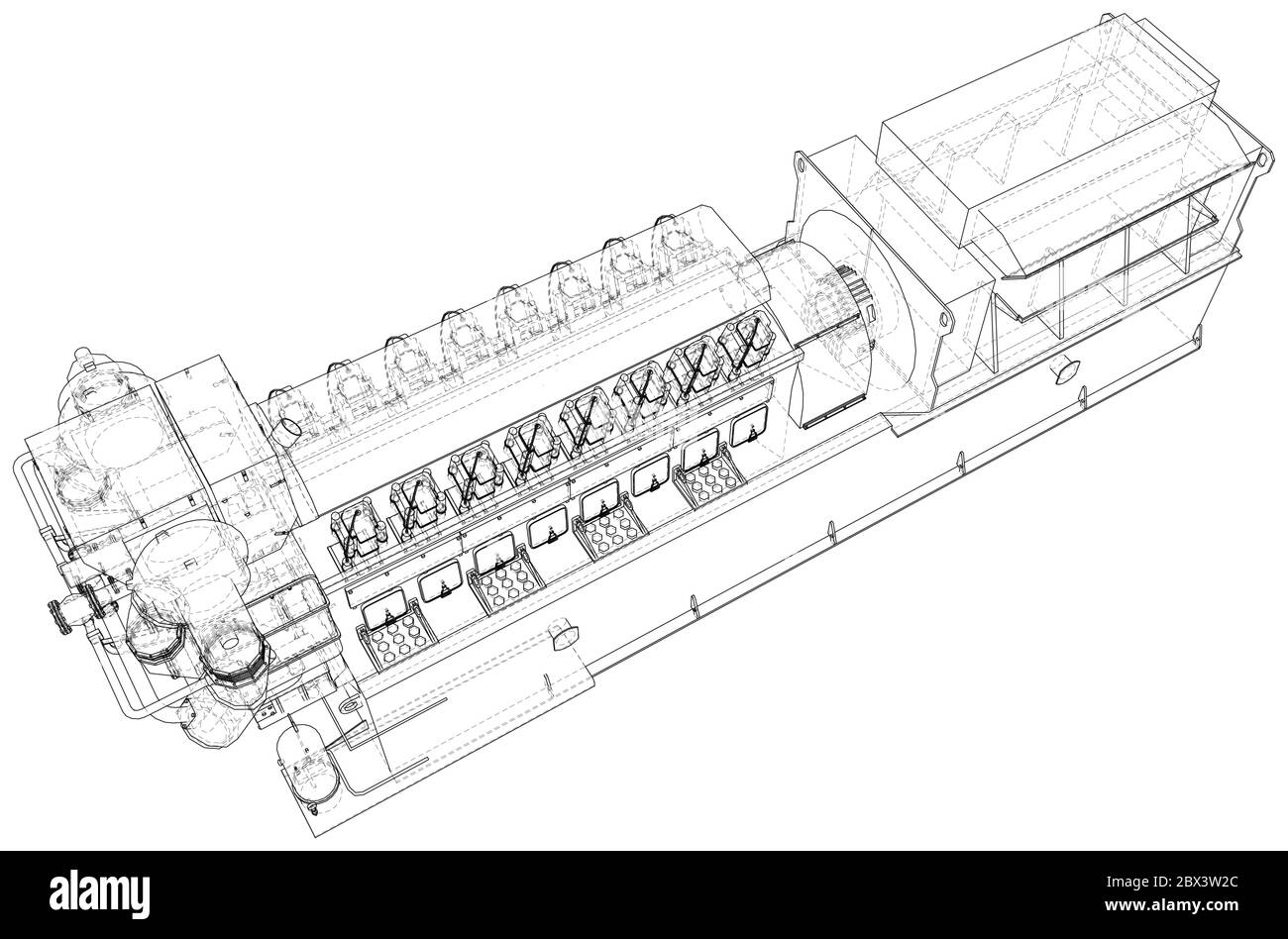 Diesel generator unit for factory. he layers of visible and invisible ...